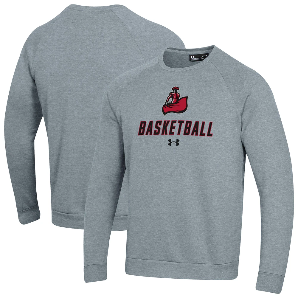 Men's Under Armour Gray Cal State Northridge Matadors Raglan Basketball Rival Fleece Pullover Sweatshirt