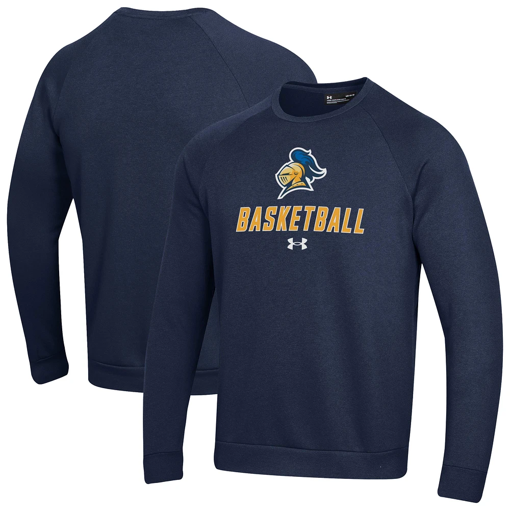 Men's Under Armour Navy Carleton Knights Raglan Basketball Rival Fleece Pullover Sweatshirt