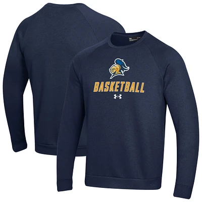 Men's Under Armour Navy Carleton Knights Raglan Basketball Rival Fleece Pullover Sweatshirt