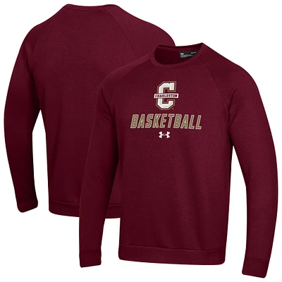 Men's Under Armour Maroon Charleston Cougars Raglan Basketball Rival Fleece Pullover Sweatshirt