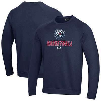 Men's Under Armour Navy Belmont Bruins Raglan Basketball Rival Fleece Pullover Sweatshirt