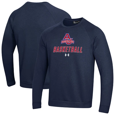 Men's Under Armour Navy American University Eagles Raglan Basketball Rival Fleece Pullover Sweatshirt
