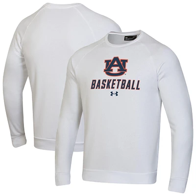 Men's Under Armour White Auburn Tigers Raglan Basketball Rival Fleece Pullover Sweatshirt