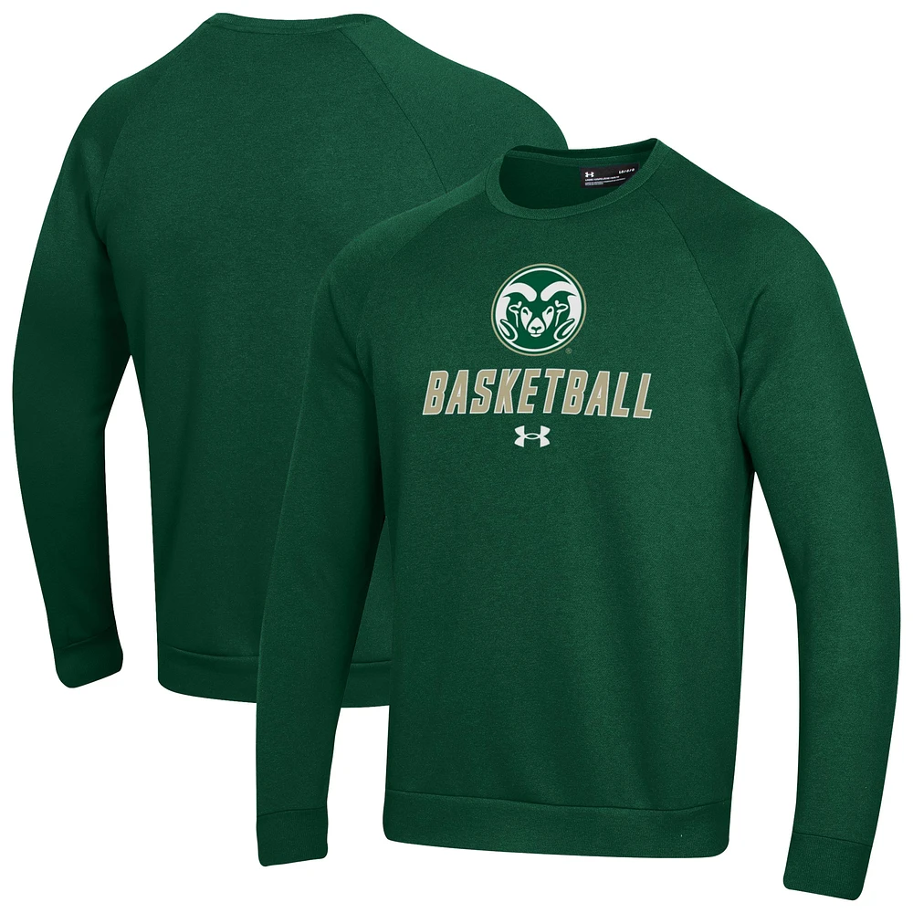 Men's Under Armour Colorado State Rams Raglan Basketball Rival Fleece Pullover Sweatshirt
