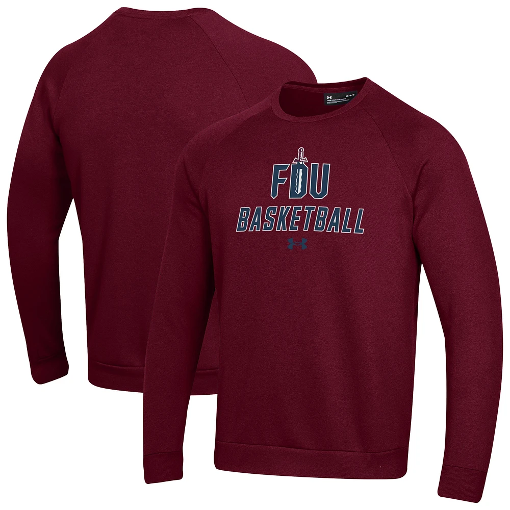 Men's Under Armour Fairleigh Dickinson Knights Raglan Basketball Rival Fleece Pullover Sweatshirt