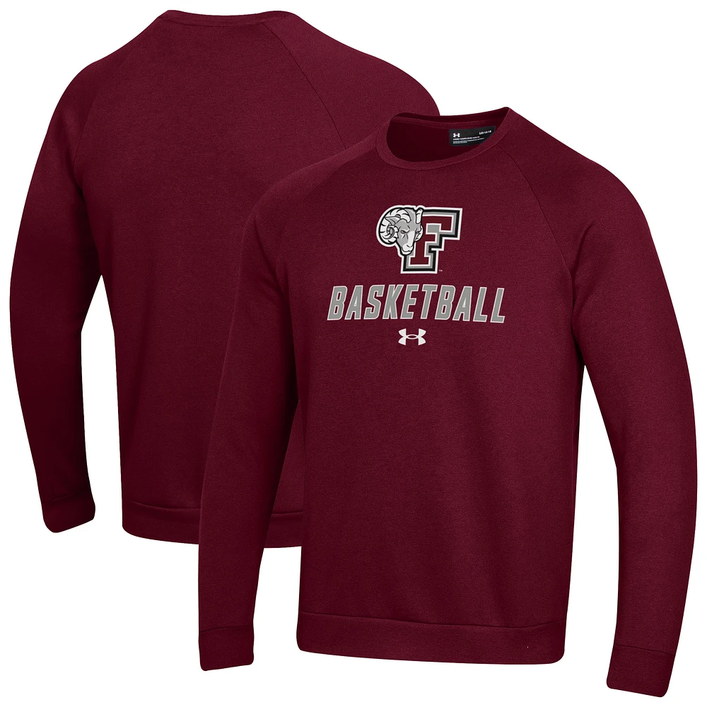 Men's Under Armour Maroon Fordham Rams Raglan Basketball Rival Fleece Pullover Sweatshirt