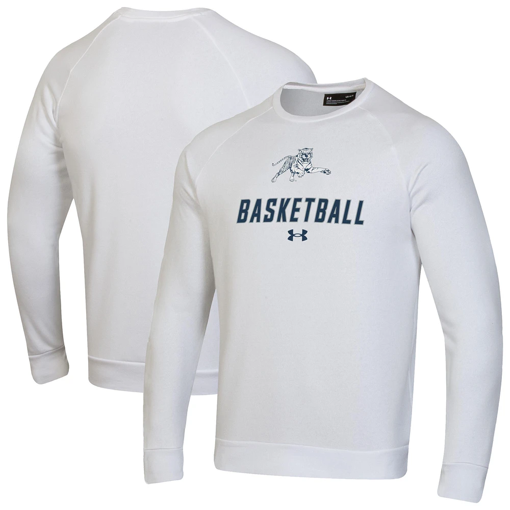 Men's Under Armour Jackson State Tigers Raglan Basketball Rival Fleece Pullover Sweatshirt
