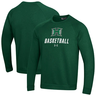 Men's Under Armour Hawaii Rainbow Warriors Raglan Basketball Rival Fleece Pullover Sweatshirt