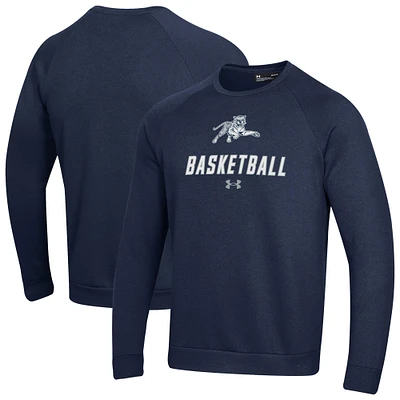 Men's Under Armour Navy Jackson State Tigers Raglan Basketball Rival Fleece Pullover Sweatshirt