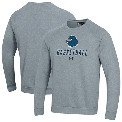 Men's Under Armour Gray Monmouth Hawks Raglan Basketball Rival Fleece Pullover Sweatshirt