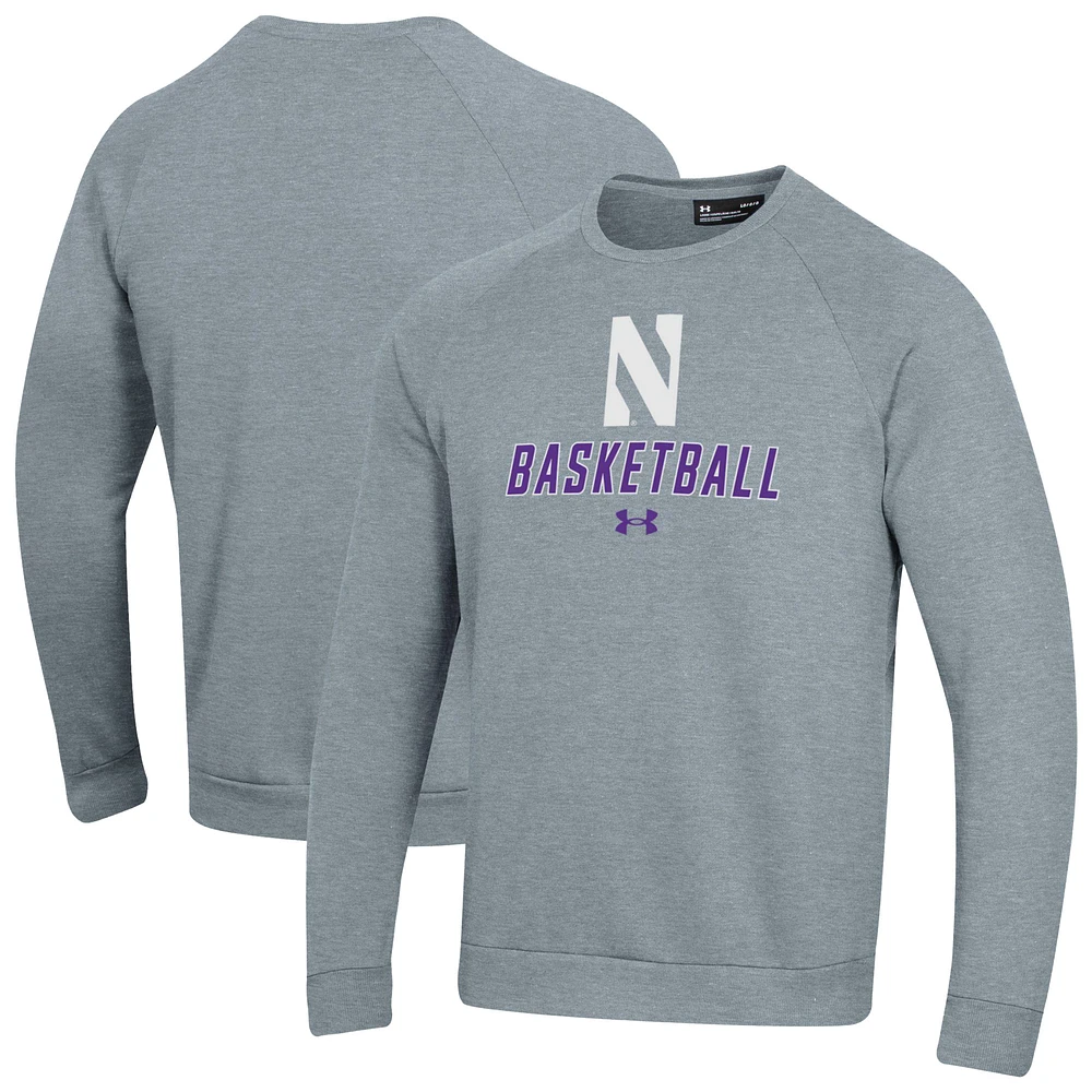 Men's Under Armour Northwestern Wildcats Raglan Basketball Rival Fleece Pullover Sweatshirt
