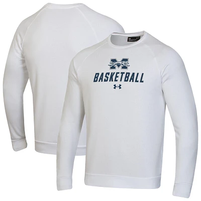 Men's Under Armour White Moravian Greyhounds Raglan Basketball Rival Fleece Pullover Sweatshirt