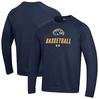 Men's Under Armour Navy Kent State Golden Flashes Raglan Basketball Rival Fleece Pullover Sweatshirt