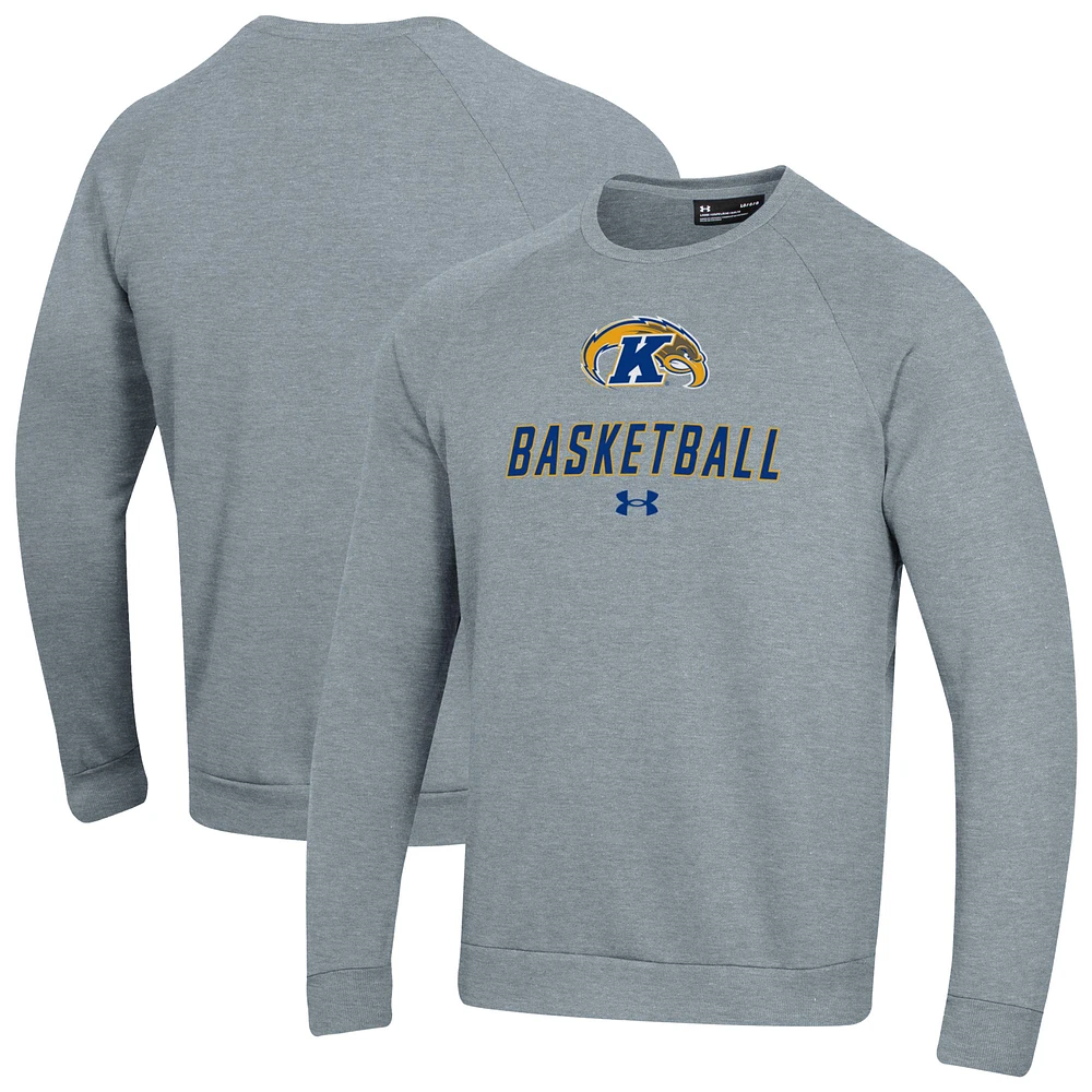 Men's Under Armour Gray Kent State Golden Flashes Raglan Basketball Rival Fleece Pullover Sweatshirt