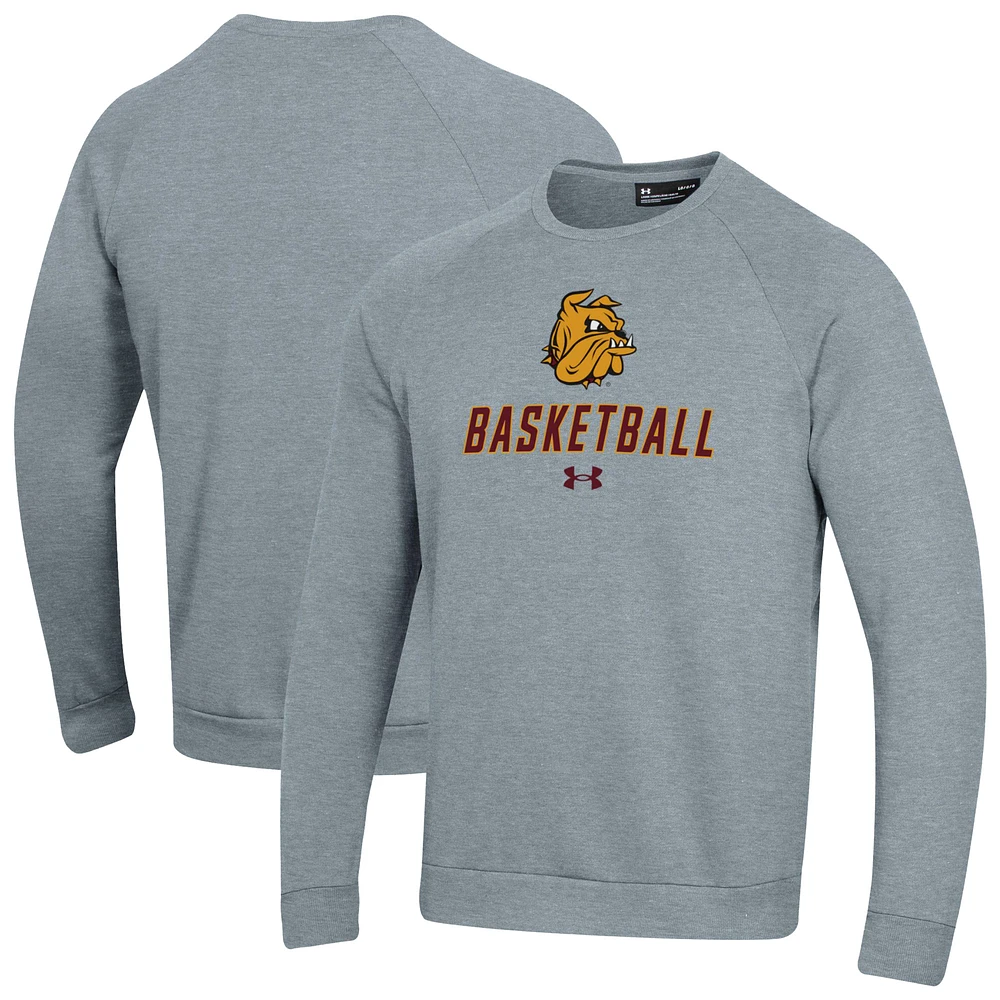 Men's Under Armour Gray Minnesota Duluth Bulldogs Raglan Basketball Rival Fleece Pullover Sweatshirt