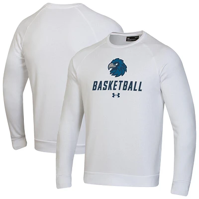 Men's Under Armour White Monmouth Hawks Raglan Basketball Rival Fleece Pullover Sweatshirt