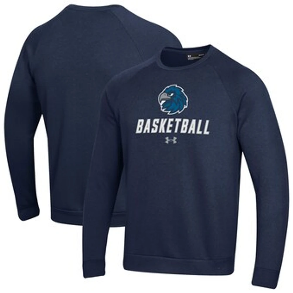 Men's Under Armour Navy Monmouth Hawks Raglan Basketball Rival Fleece Pullover Sweatshirt