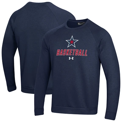 Men's Under Armour Navy Robert Morris Colonials Raglan Basketball Rival Fleece Pullover Sweatshirt
