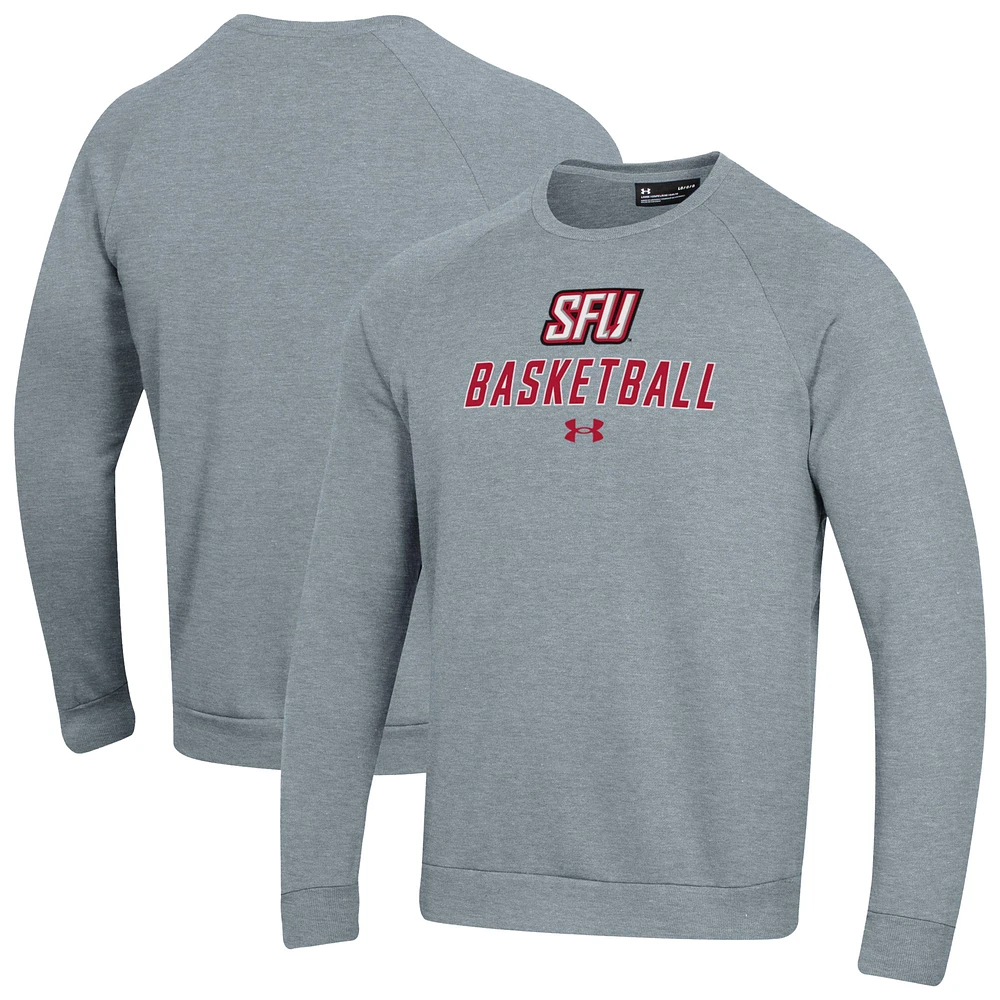 Men's Under Armour Gray Saint Francis Red Flash Raglan Basketball Rival Fleece Pullover Sweatshirt