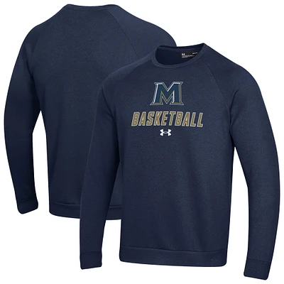 Men's Under Armour Navy Mount St. Mary's Mountaineers Raglan Basketball Rival Fleece Pullover Sweatshirt