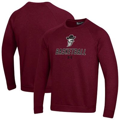 Men's Under Armour Crimson New Mexico State Aggies Raglan Basketball Rival Fleece Pullover Sweatshirt