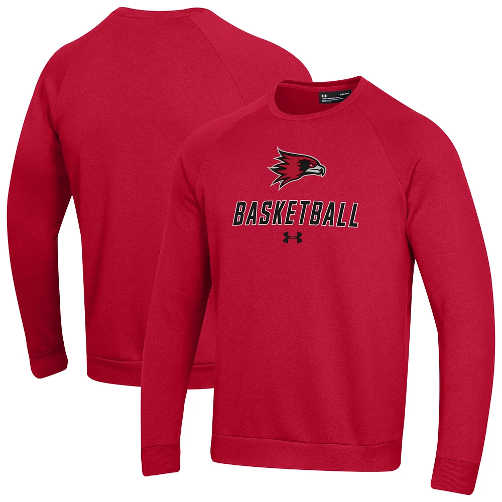 Men's Under Armour SEMO Redhawks Raglan Basketball Rival Fleece Pullover Sweatshirt