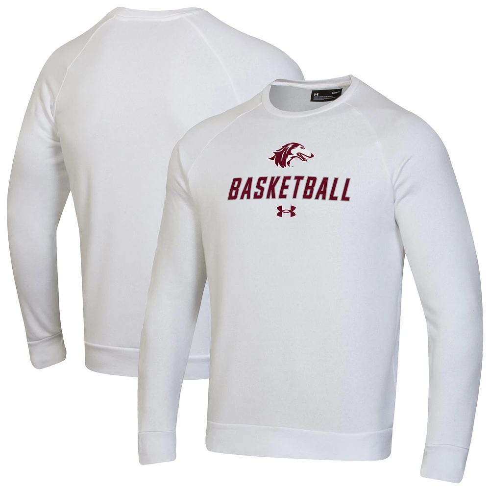 Men's Under Armour White Southern Illinois Salukis Raglan Basketball Rival Fleece Pullover Sweatshirt