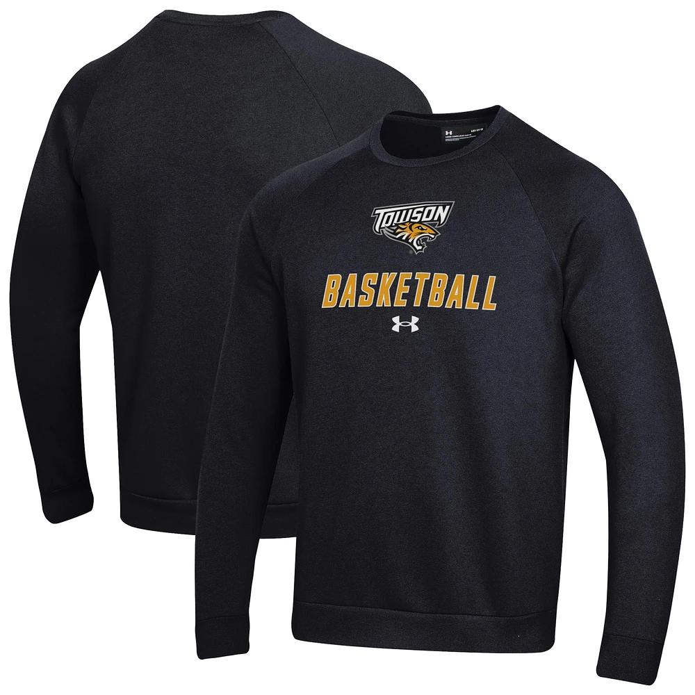 Men's Under Armour Towson Tigers Raglan Basketball Rival Fleece Pullover Sweatshirt