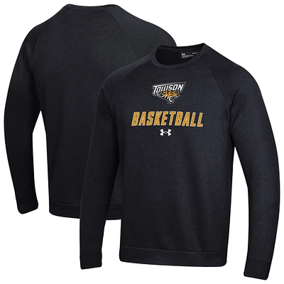 Men's Under Armour Black Towson Tigers Raglan Basketball Rival Fleece Pullover Sweatshirt