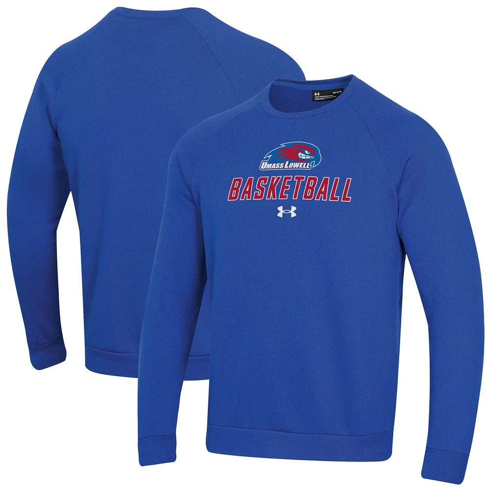 Men's Under Armour UMass Lowell River Hawks Raglan Basketball Rival Fleece Pullover Sweatshirt