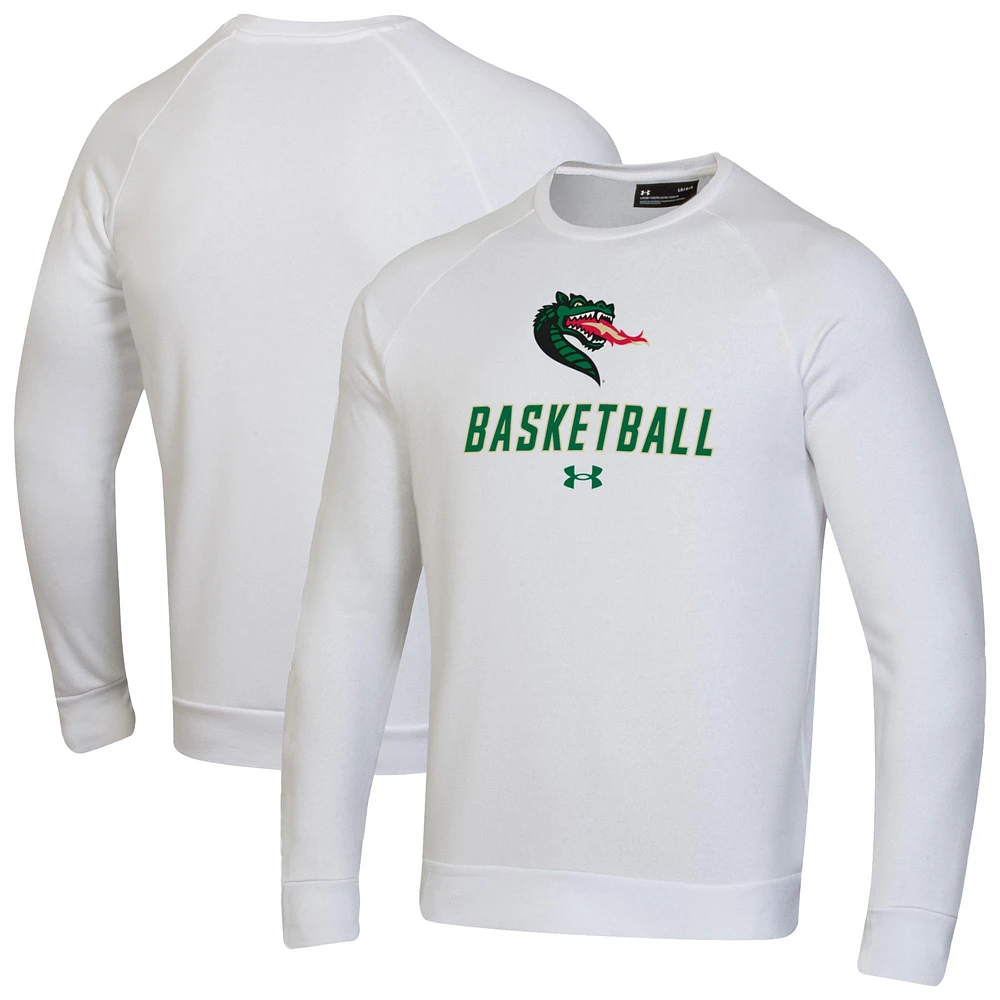 Men's Under Armour White UAB Blazers Raglan Basketball Rival Fleece Pullover Sweatshirt
