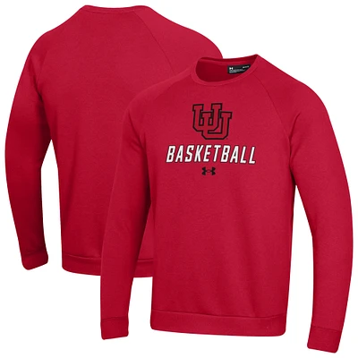 Men's Under Armour Utah Utes Raglan Basketball Rival Fleece Pullover Sweatshirt