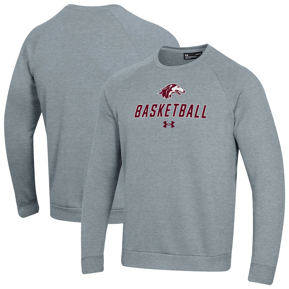 Men's Under Armour Gray Southern Illinois Salukis Raglan Basketball Rival Fleece Pullover Sweatshirt