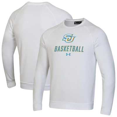 Men's Under Armour White Southern University Jaguars Raglan Basketball Rival Fleece Pullover Sweatshirt