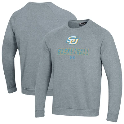Men's Under Armour Gray Southern University Jaguars Raglan Basketball Rival Fleece Pullover Sweatshirt