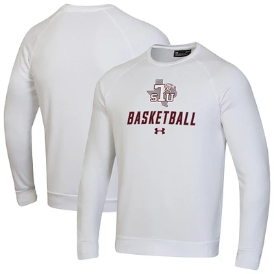 Men's Under Armour  White Texas Southern Tigers Raglan Basketball Rival Fleece Pullover Sweatshirt