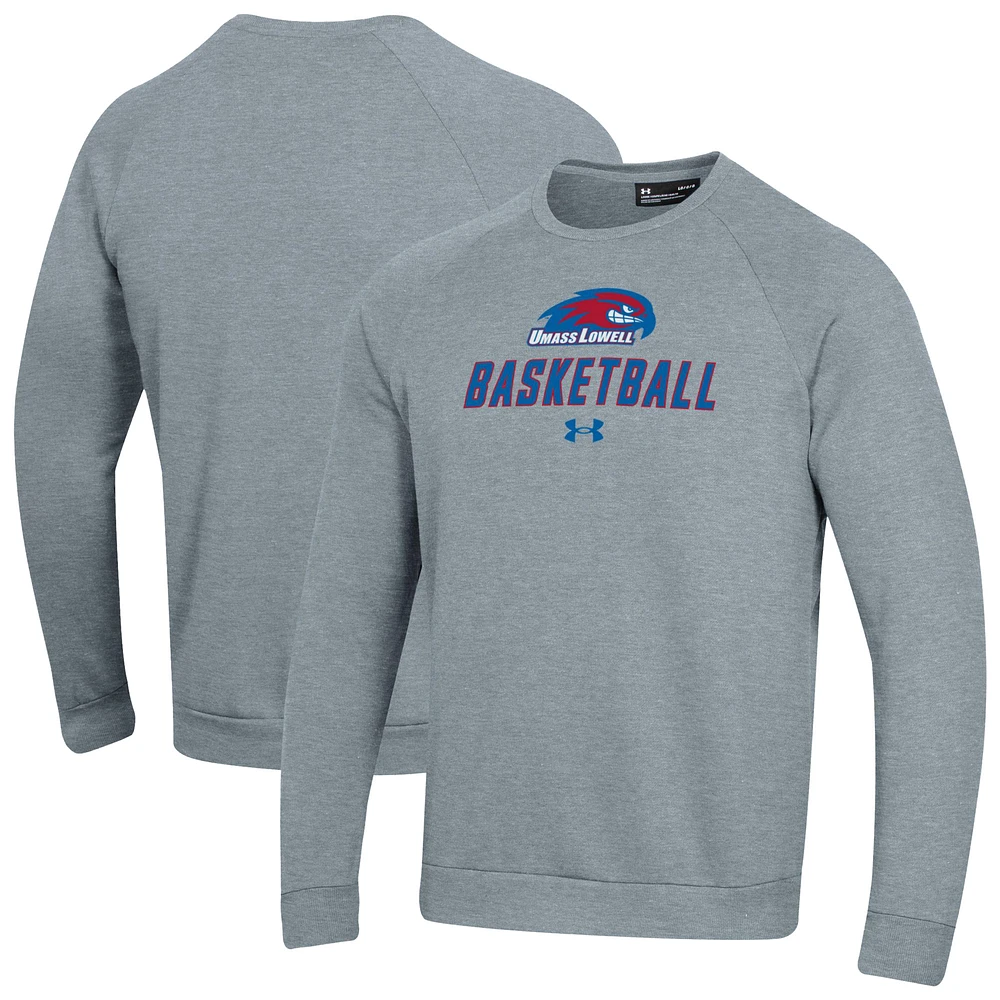 Men's Under Armour UMass Lowell River Hawks Raglan Basketball Rival Fleece Pullover Sweatshirt