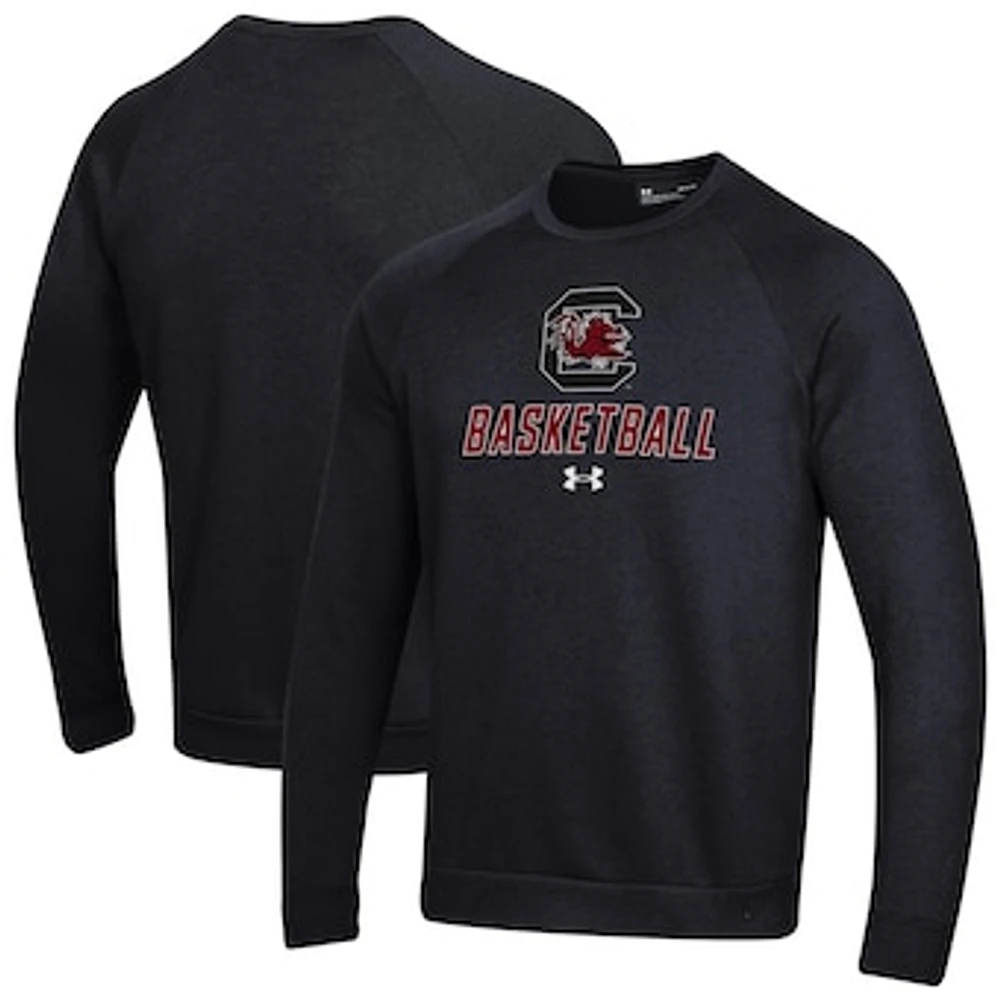 Men's Under Armour Black South Carolina Gamecocks Raglan Basketball Rival Fleece Pullover Sweatshirt