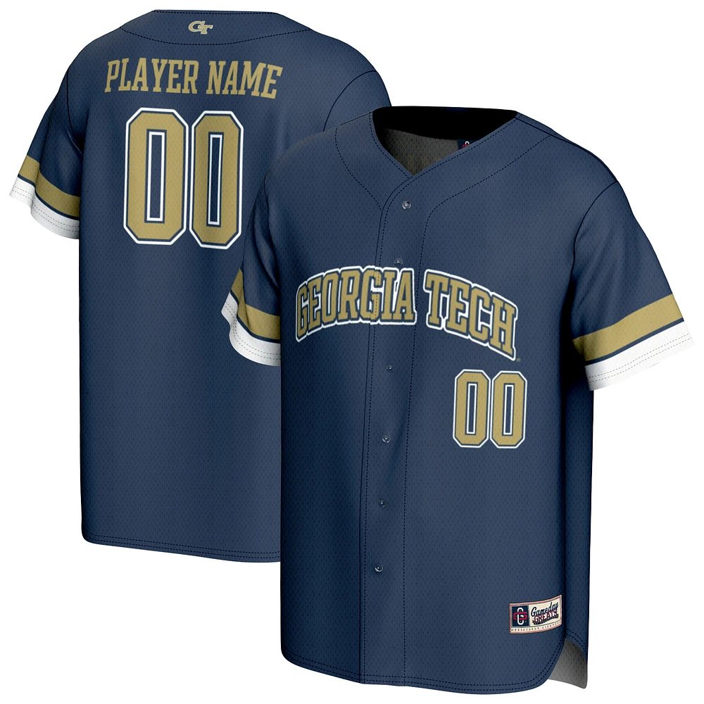 Youth GameDay Greats Navy Georgia Tech Yellow Jackets Personalized Baseball Fashion Jersey
