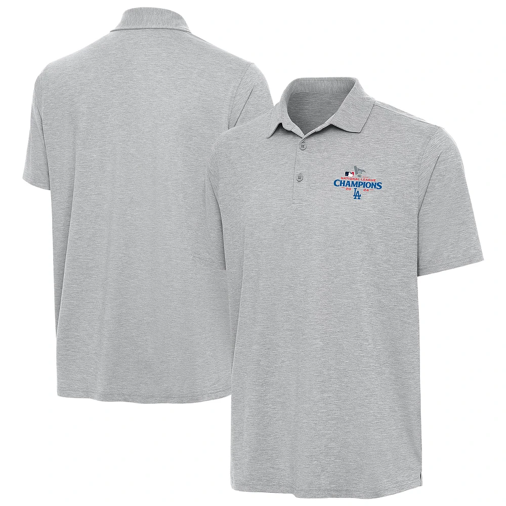 Men's Antigua Heather Gray Los Angeles Dodgers 2024 National League Champions Par 3 Polo