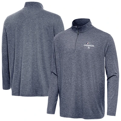 Men's Antigua Heather Navy New York Yankees 2024 American League Champions Hunk Quarter-Zip Top