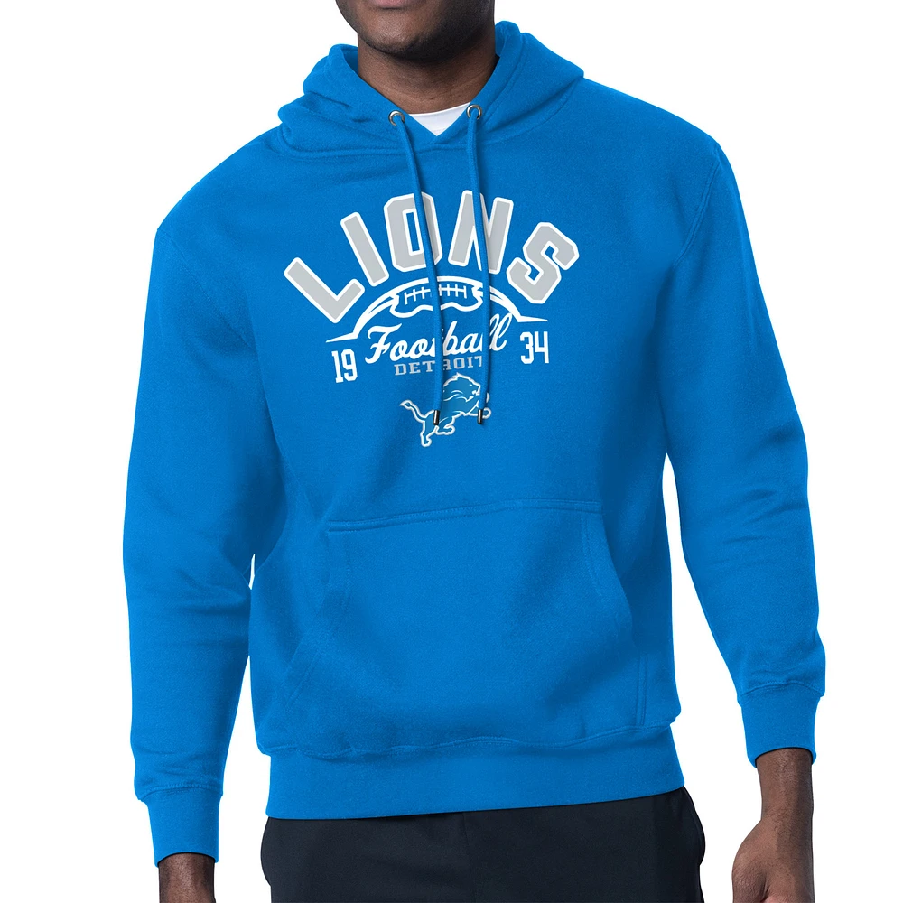 Men's Starter Blue Detroit Lions Fleece Pullover Hoodie