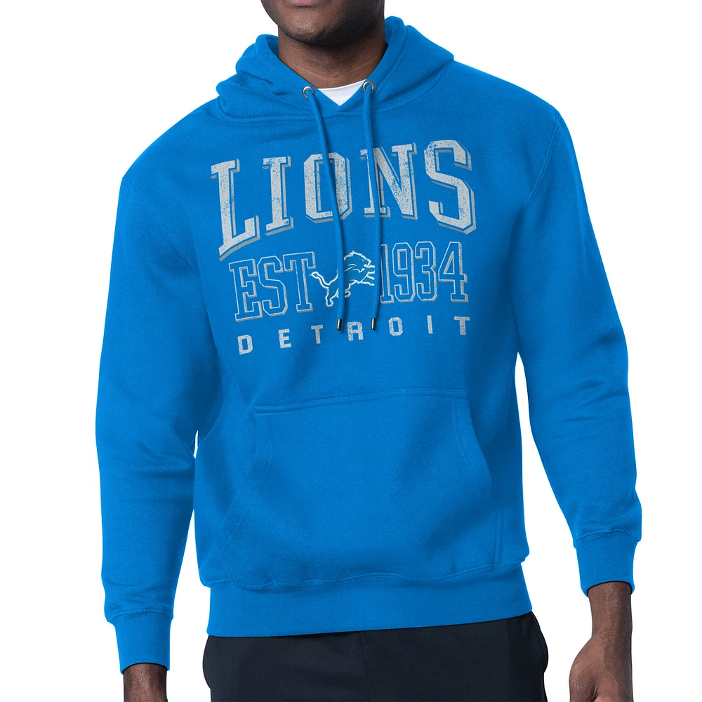 Men's Starter Blue Detroit Lions Retro Team Logo Pullover Hoodie