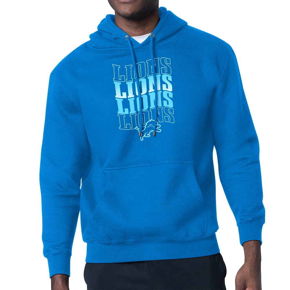Men's Starter Blue Detroit Lions Four Team Name Logo Pullover Hoodie