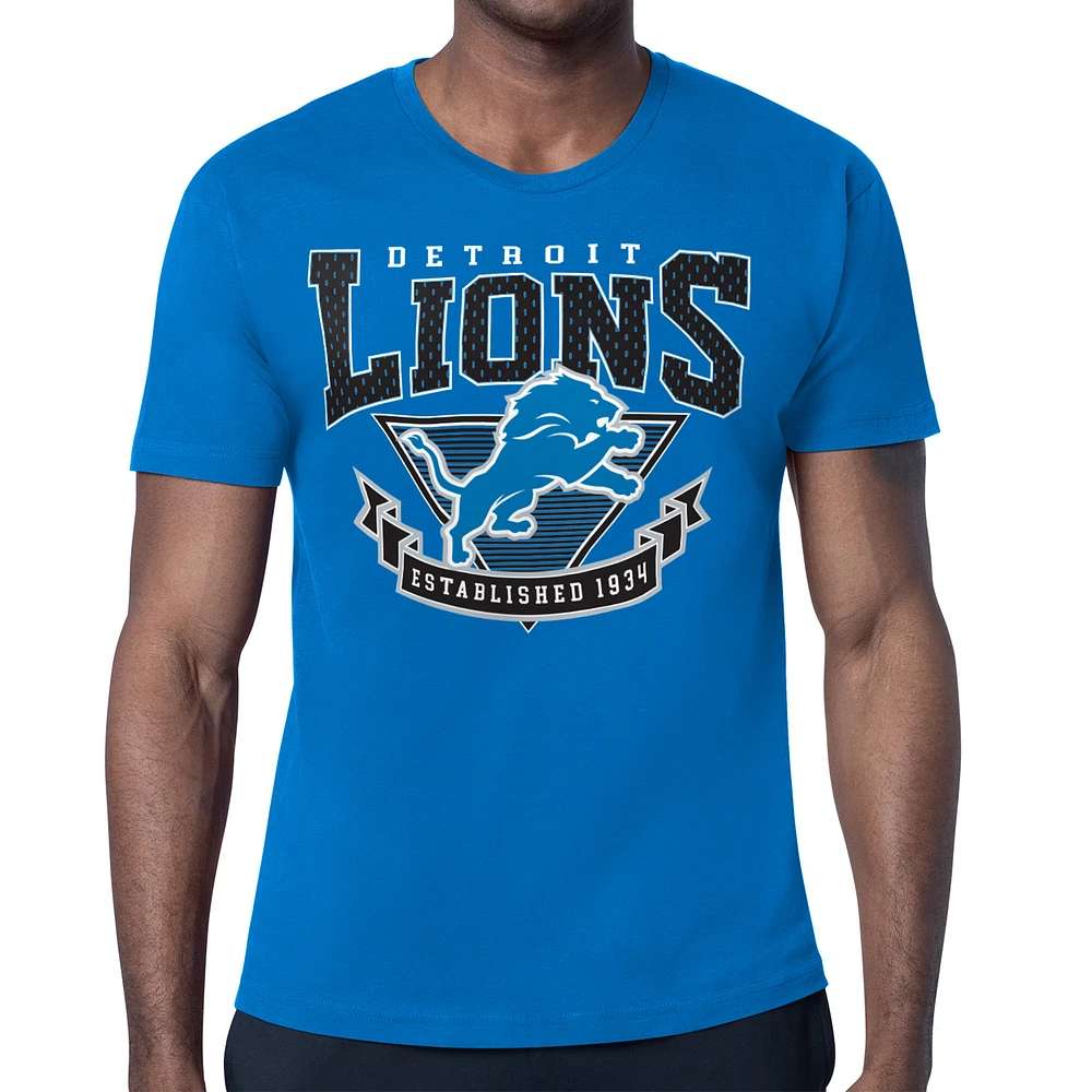 Men's Starter Blue Detroit Lions '80s Inspired Team Logo T-Shirt
