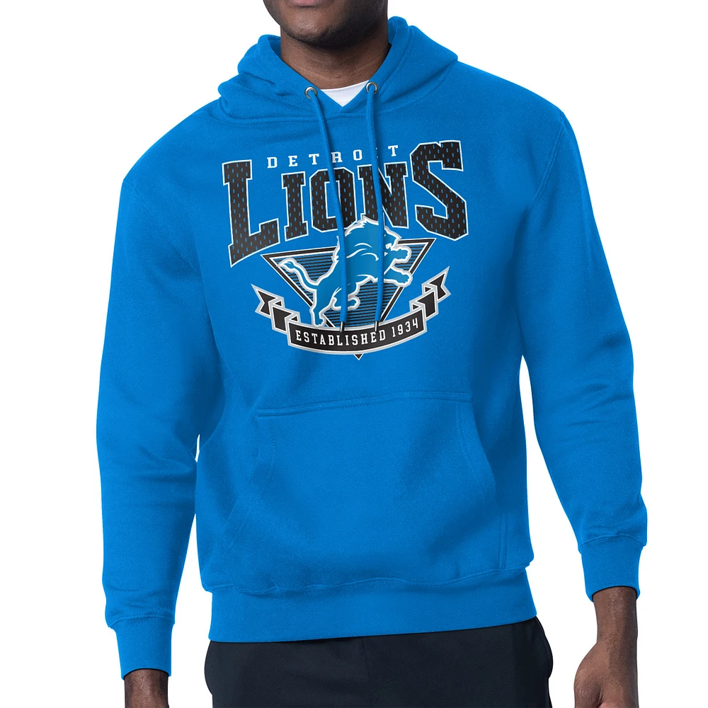 Men's Starter Blue Detroit Lions ‘80s Inspired Pullover Hoodie