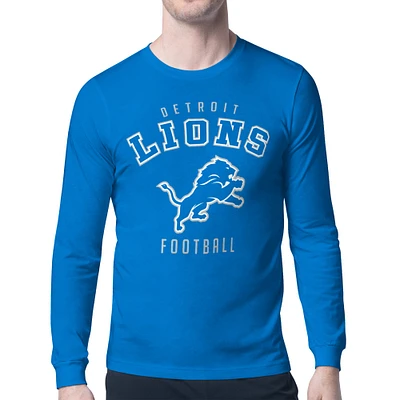 Men's Starter Blue Detroit Lions City Team Logo Long Sleeve T-Shirt