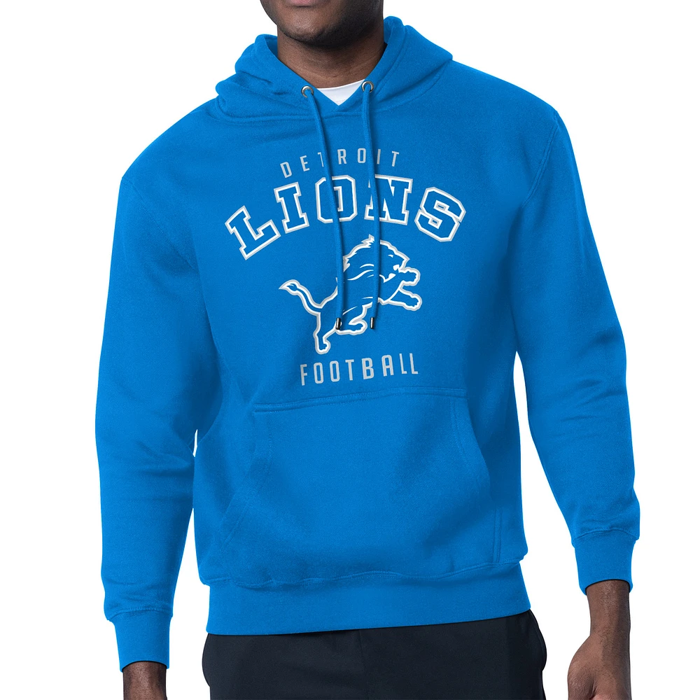 Men's Starter Blue Detroit Lions City Team Logo Pullover Hoodie