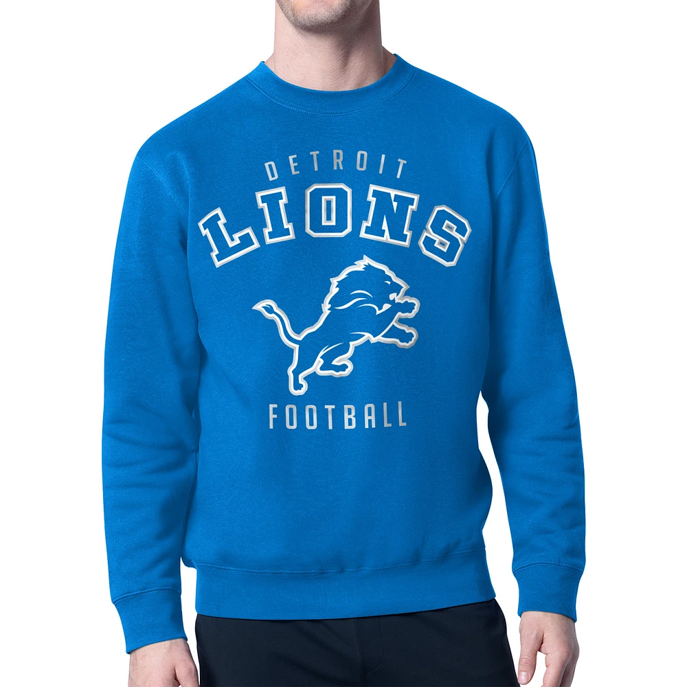 Men's Starter Blue Detroit Lions City Team Logo Pullover Sweatshirt