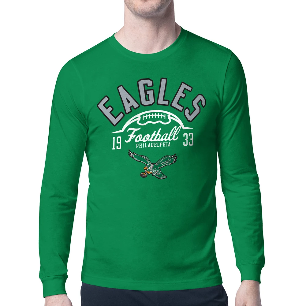 Men's Starter Kelly Green Philadelphia Eagles Half Ball Retro Logo Long Sleeve T-Shirt